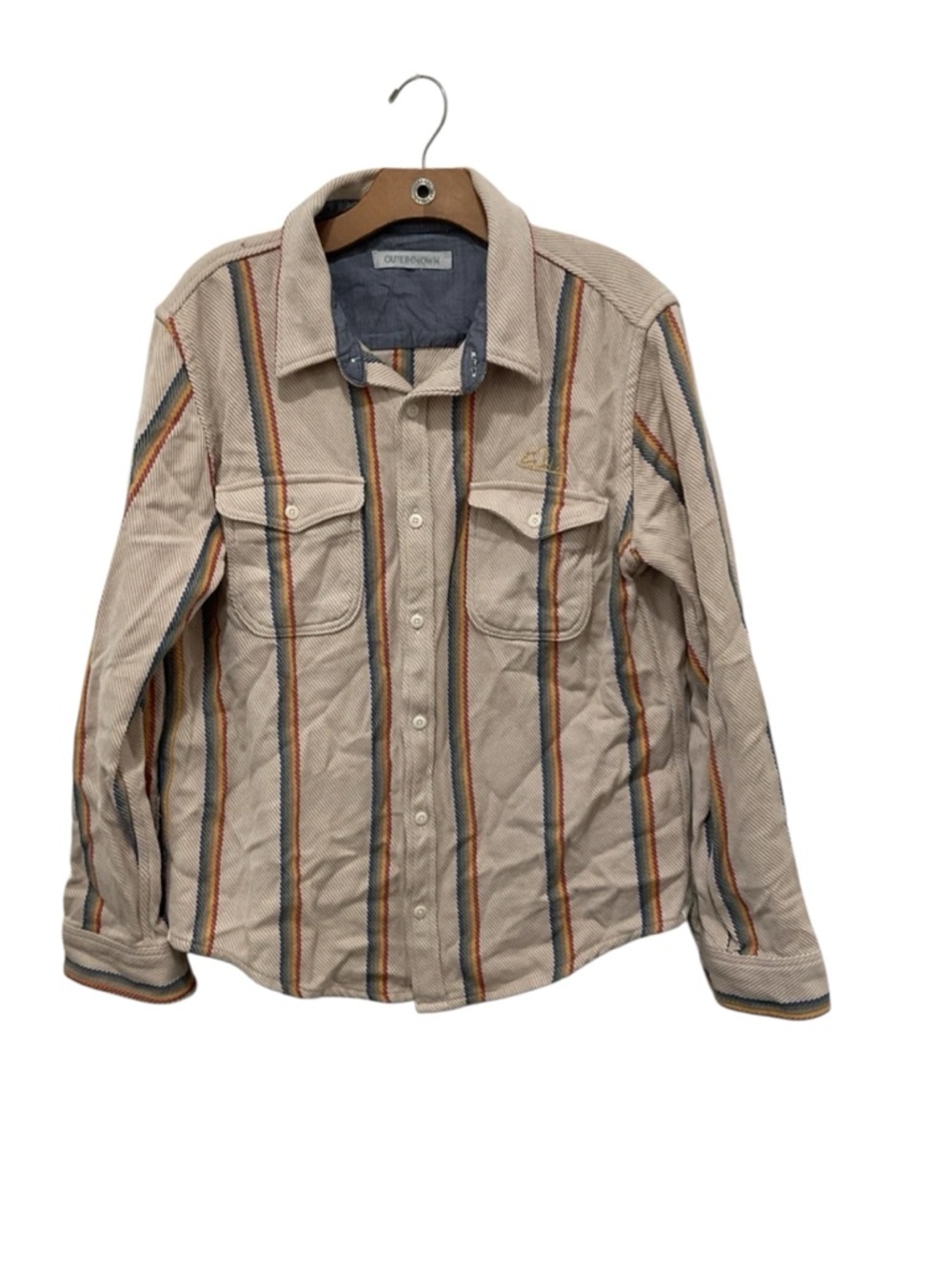 Outerknown Tan Striped Blanket Button Down Shirt